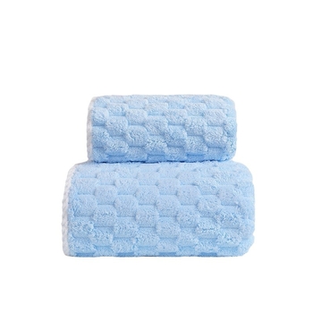 Koralo velūro vonios rankšluosčių ir plaukų džiovintuvo kepurės rinkinys, sugeriantis vandenį ir greitai džiūstantis; 150D siūlai; Jacquard plokščias mezgimas; svoris 200–300 g