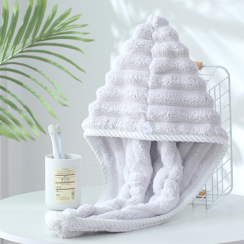 Moterų plaukų džiovinimo kepurė, paprastas kilpos-juostos dizainas, koralo flisas, 150D, siūta apdaila, 80-99 g