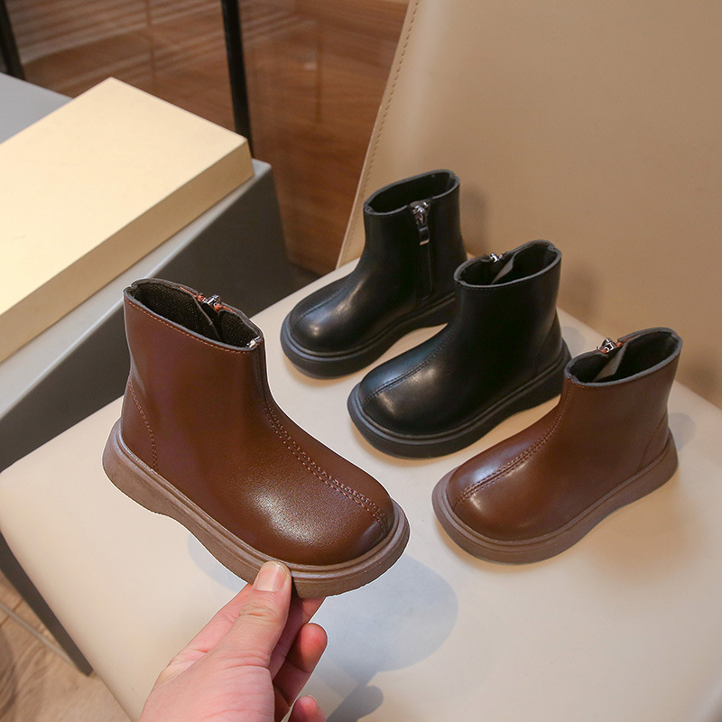 Bērnu zābaki rudens–ziema, augšējā materiāla mākslīgā āda, stils K, sāns rāvējslēdzējs, neslīdoša zole, saglabā siltumu