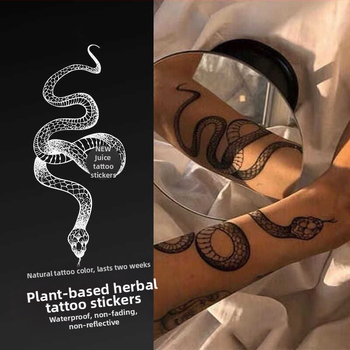 Αυτοκόλλητο τατουάζ για το μπράτσο με φιδιού μοτίβ σε στυλ Ukiyo-e ιαπωνικού — μεταφορά με νερό, γεωμετρικό σχήμα