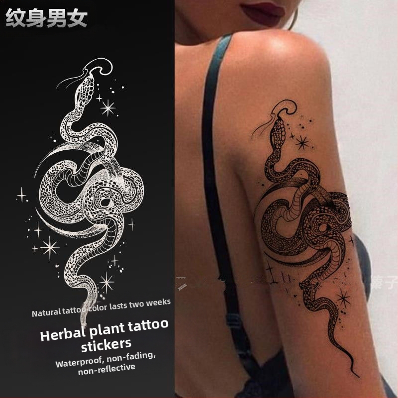 Αυτοκόλλητο τατουάζ για το μπράτσο με φιδιού μοτίβ σε στυλ Ukiyo-e ιαπωνικού — μεταφορά με νερό, γεωμετρικό σχήμα