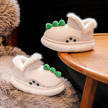 Bērnu siltas iekšējās čības ziemai, ar fleece apdari, bieza, ūdensizturīga PVC zole, animācijas raksts