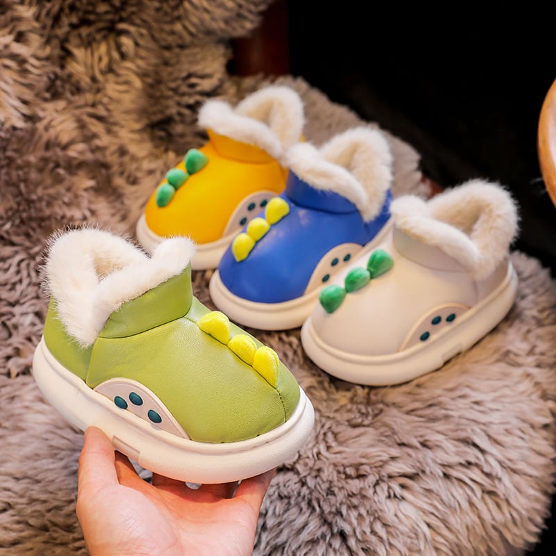 Bērnu siltas iekšējās čības ziemai, ar fleece apdari, bieza, ūdensizturīga PVC zole, animācijas raksts