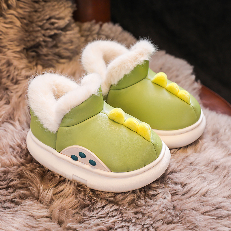 Bērnu siltas iekšējās čības ziemai, ar fleece apdari, bieza, ūdensizturīga PVC zole, animācijas raksts