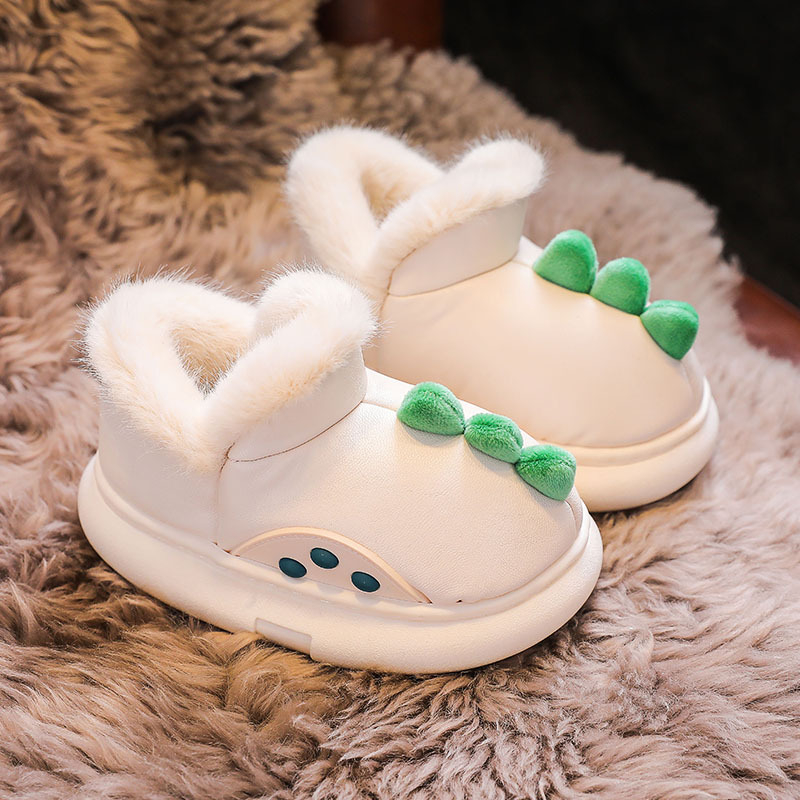 Bērnu siltas iekšējās čības ziemai, ar fleece apdari, bieza, ūdensizturīga PVC zole, animācijas raksts