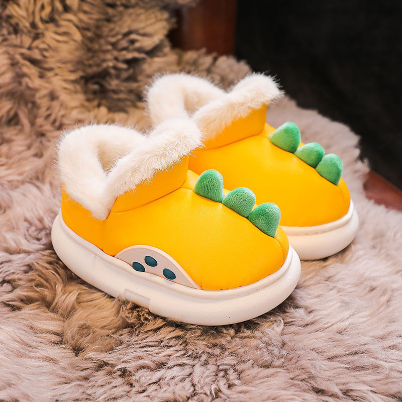 Bērnu siltas iekšējās čības ziemai, ar fleece apdari, bieza, ūdensizturīga PVC zole, animācijas raksts