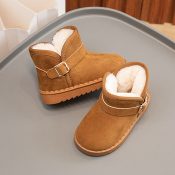 Unisex bērnu ziemas potītes zābaki, fleece iekšējā odere, augšējā daļa no mākslīgās ādas, ikdienas stils