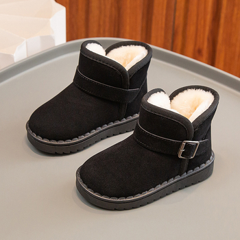 Unisex bērnu ziemas potītes zābaki, fleece iekšējā odere, augšējā daļa no mākslīgās ādas, ikdienas stils