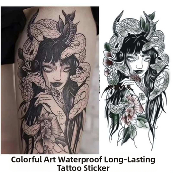 Medūzas tetovēšanas lipu komplekts – uz augšstilbu un roku, rokām darināts, personalizācija, ilgmūžīgs, Fill Art zīmols, logotipa drukāšana pieejama