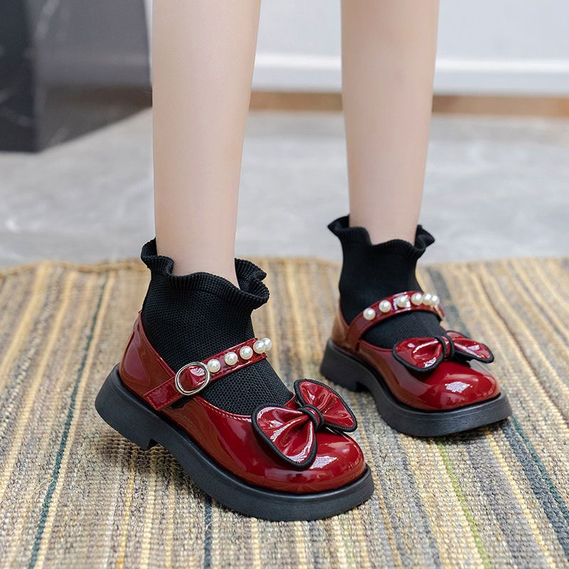 Meitenēm PU ādas kurpes, Velcro aizdare, princeses stils, rudens-zima, tekstila iekšējā odere, kokvilnas iekšpuse