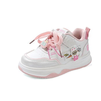 Meitenēm paredzēti sporta apavi ar Velcro aizdari, PU augšdaļa, gumijas zole, pretslīdoši un noturīgi, ikdienas apavi ar karikatūras rakstu pavasarim un rudenim