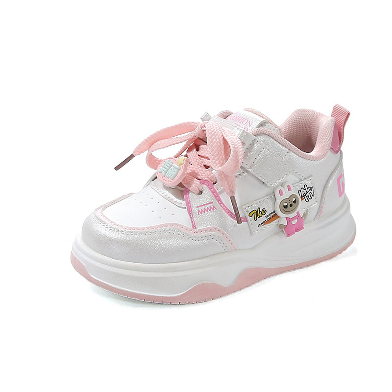 Meitenēm paredzēti sporta apavi ar Velcro aizdari, PU augšdaļa, gumijas zole, pretslīdoši un noturīgi, ikdienas apavi ar karikatūras rakstu pavasarim un rudenim