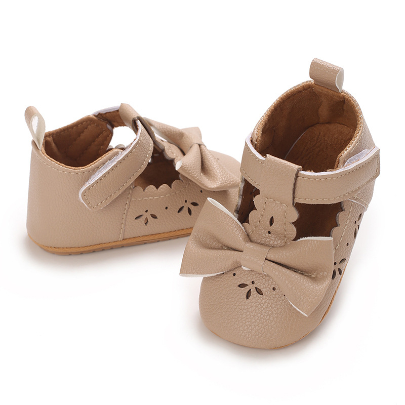 Pantofi din piele pentru fetițe, închidere Velcro, partea superioară din piele sintetică, respirabili, talpă anti-derapare, pentru copii 12–36 de luni