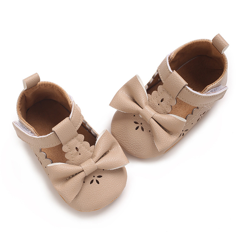 Pantofi din piele pentru fetițe, închidere Velcro, partea superioară din piele sintetică, respirabili, talpă anti-derapare, pentru copii 12–36 de luni