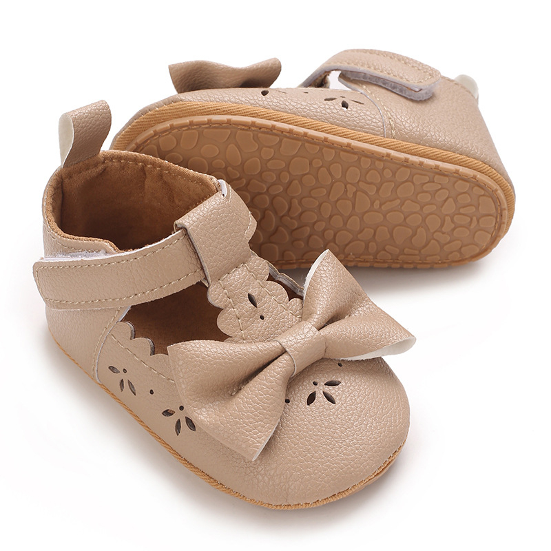 Pantofi din piele pentru fetițe, închidere Velcro, partea superioară din piele sintetică, respirabili, talpă anti-derapare, pentru copii 12–36 de luni