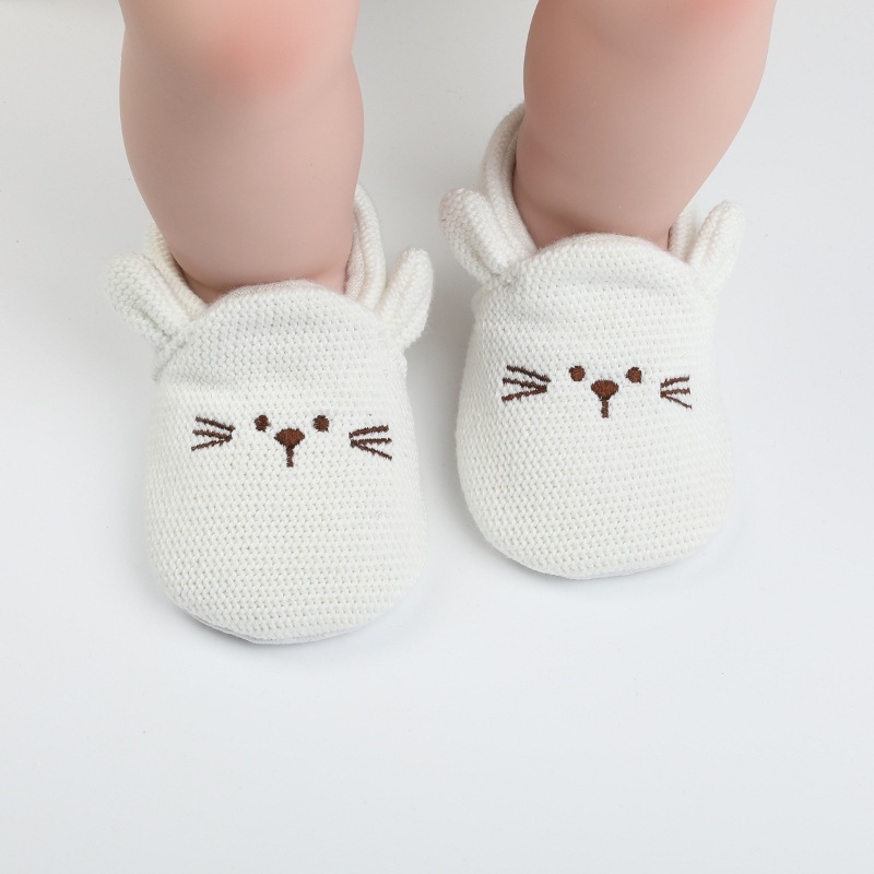 Pantofi pentru bebeluși pentru învățarea mersului, partea superioară tricotată, model cartoon, talpă antiaderentă moale, 12–36 de luni