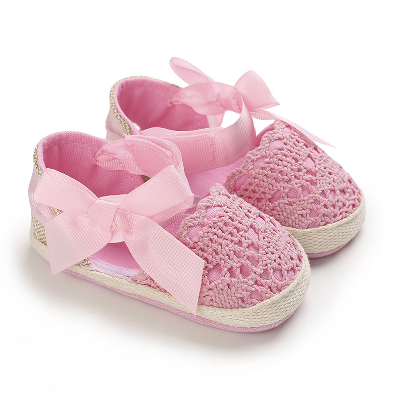 Pantofi pentru copii mici - stil prințesă, partea superioară din bumbac, închidere Velcro, talpă antiderapantă, pentru 12–36 luni