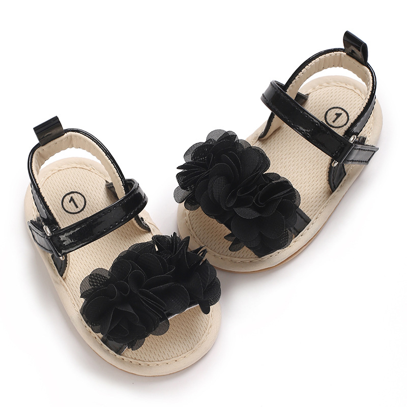 Dječje sandale za djevojčice, ljeto, otvoreni prsti, Velcro zatvaranje, PU gornji dio i PU potplat, cvjetni detalj, za dob 6–12 mjeseci