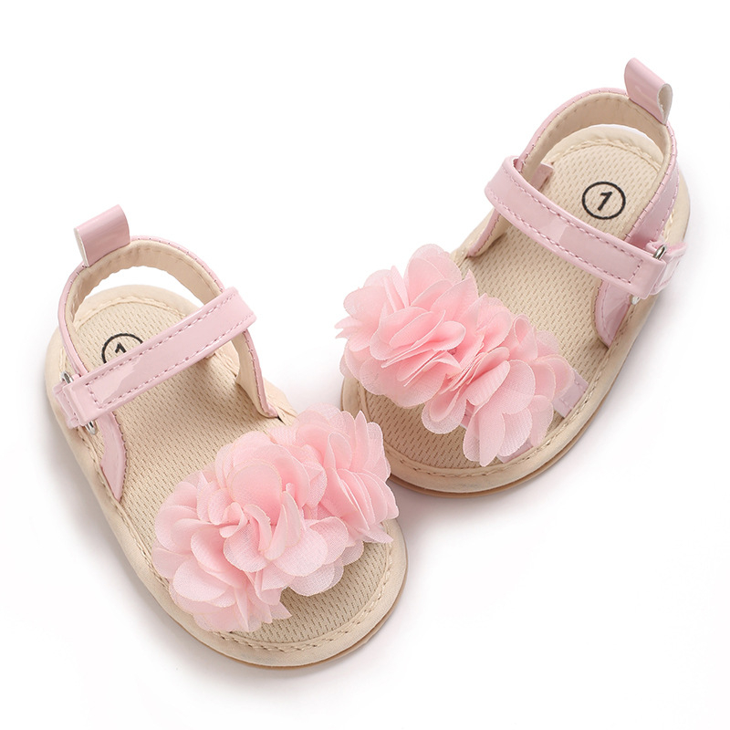 Dječje sandale za djevojčice, ljeto, otvoreni prsti, Velcro zatvaranje, PU gornji dio i PU potplat, cvjetni detalj, za dob 6–12 mjeseci