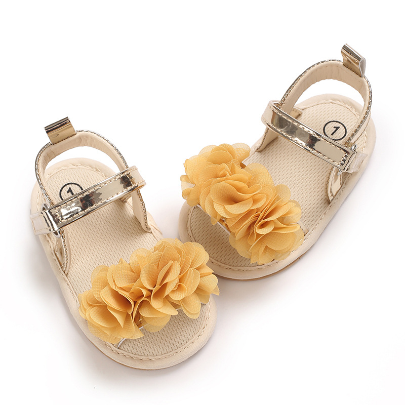 Dječje sandale za djevojčice, ljeto, otvoreni prsti, Velcro zatvaranje, PU gornji dio i PU potplat, cvjetni detalj, za dob 6–12 mjeseci