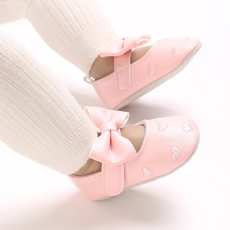 Dječje cipele za hodanje s izvezenim srcem, prve cipele za bebe, princeskin stil sa velikom mašnicom