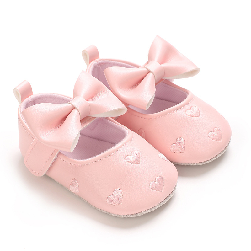 Dječje cipele za hodanje s izvezenim srcem, prve cipele za bebe, princeskin stil sa velikom mašnicom