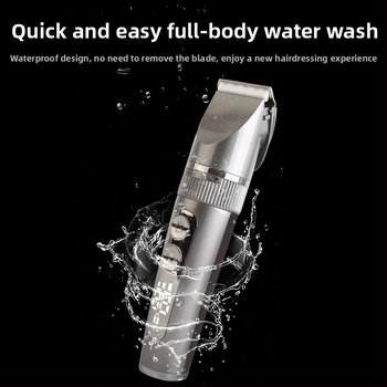 Elektrinis plaukų kirpimo aparatas su LCD ekranu, keraminiu peiliu, atsparus vandeniui, įmontuota baterija 1200–2000 mAh, veikimo laikas 1–3 val.