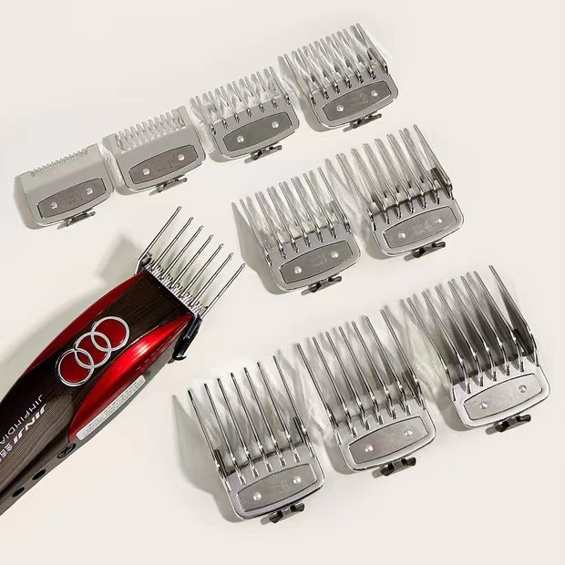 Set de tuns electric Platinum Fly, zece piese, cu pieptene limitator și lamă electroplacată, greutate 308 g