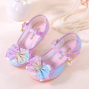 Lányok bőr cipője — hercegnői stílus, koreai stílus, Velcro-zárás (PU felsőrész, bőr belső, PU talpbetét, gumitalp)