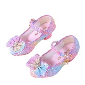 Lányok bőr cipője — hercegnői stílus, koreai stílus, Velcro-zárás (PU felsőrész, bőr belső, PU talpbetét, gumitalp)