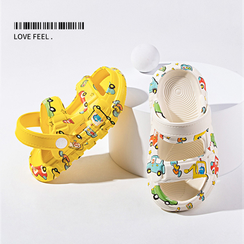 Bērnu pludmales čības ar karikatūras drukas motīvu, EVA augšdaļa un zole, vecums 7–16, vasara