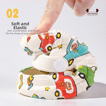 Bērnu pludmales čības ar karikatūras drukas motīvu, EVA augšdaļa un zole, vecums 7–16, vasara