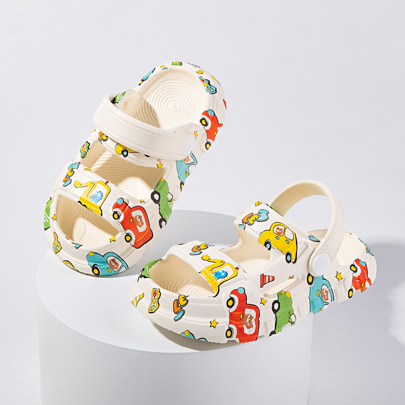Bērnu pludmales čības ar karikatūras drukas motīvu, EVA augšdaļa un zole, vecums 7–16, vasara