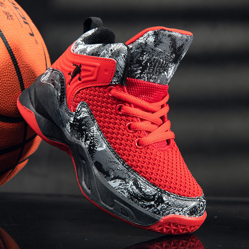 Basketbola kurpes ar augstu potīti, universālas (unisex), elpojošs tīkla iekšējais materiāls, priekšējā šņorēšana, EVA zole un gumijas zole