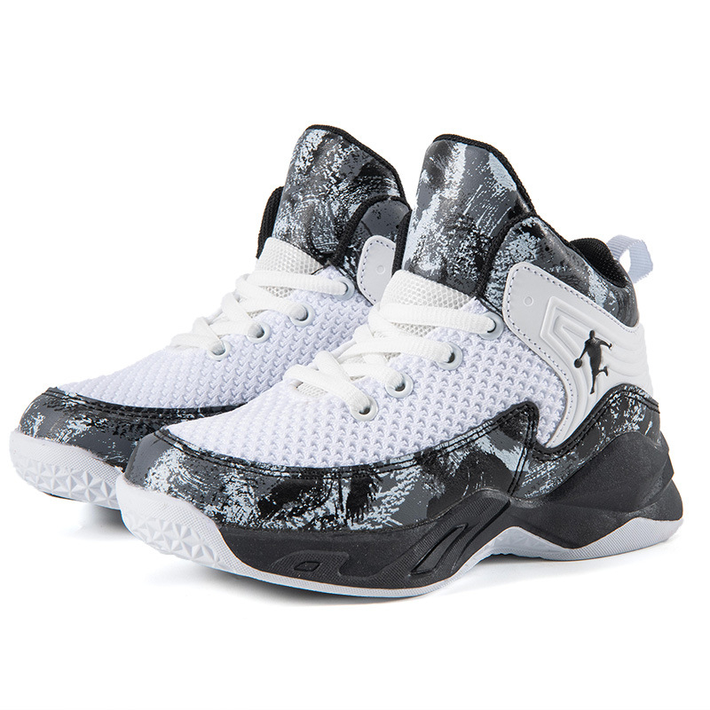 Basketbola kurpes ar augstu potīti, universālas (unisex), elpojošs tīkla iekšējais materiāls, priekšējā šņorēšana, EVA zole un gumijas zole