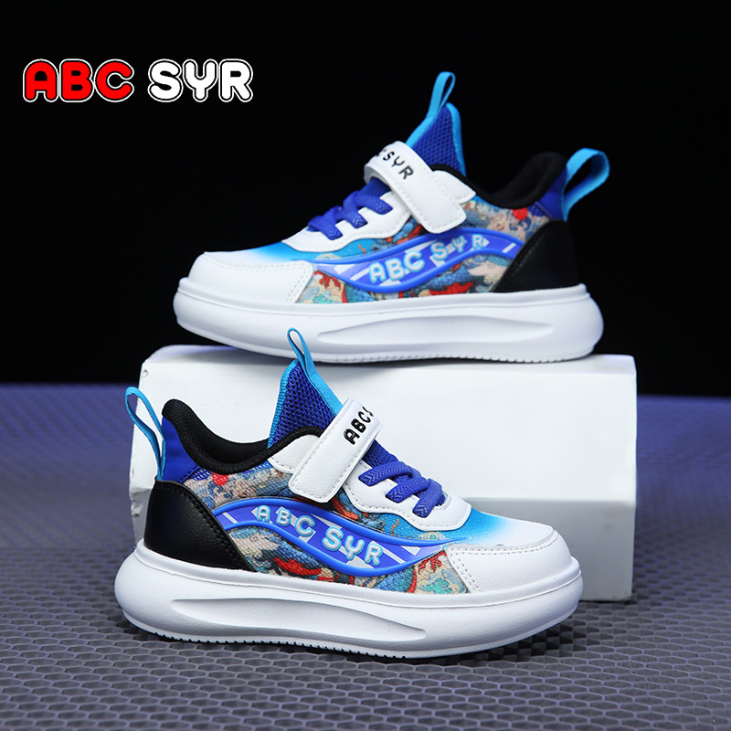 Bērnu sporta apavi ar plānu zoli, tīklota virsma, zemā augšdaļa, Velcro aizdare, elpojoši, pretslīdes EVA zole