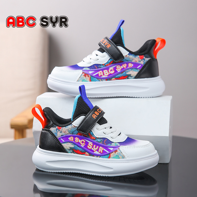 Bērnu sporta apavi ar plānu zoli, tīklota virsma, zemā augšdaļa, Velcro aizdare, elpojoši, pretslīdes EVA zole