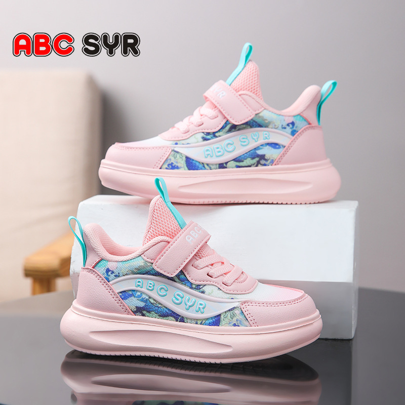 Bērnu sporta apavi ar plānu zoli, tīklota virsma, zemā augšdaļa, Velcro aizdare, elpojoši, pretslīdes EVA zole