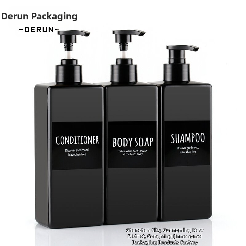 Set od tri bočice s pumpom za pranje i njegu — plastične bočice s sitotiskom, model DR500-40