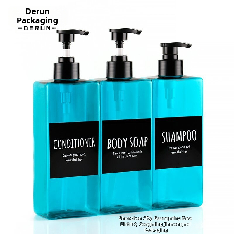 Set od tri bočice s pumpom za pranje i njegu — plastične bočice s sitotiskom, model DR500-40