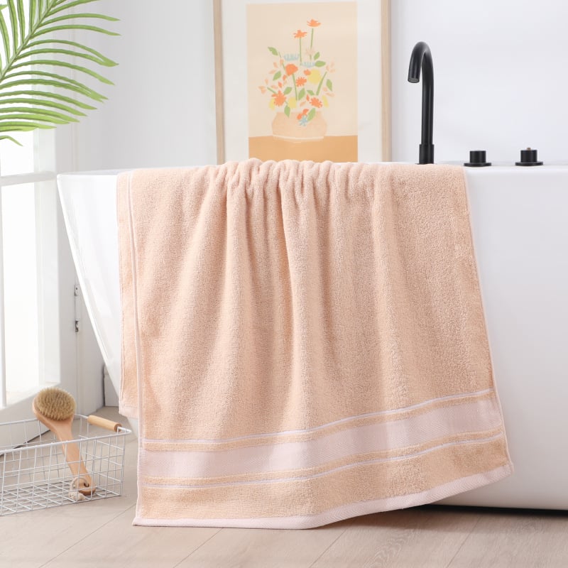 Vonios rankšluostis iš 100% medvilnės, 300–400 g, 32 siūlai, paprastas audinys, galimas apdirbimo pritaikymas