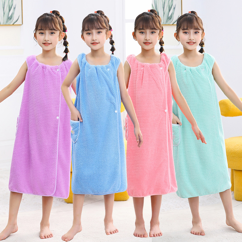 Vaikų vonios chalatas, koralinis flisas audinys, pagrindinis sudėtis polivinilo alkoholio pluoštas (Vinylon), pagrindinės sudėties koralinis flisas/polisteris, vaikams