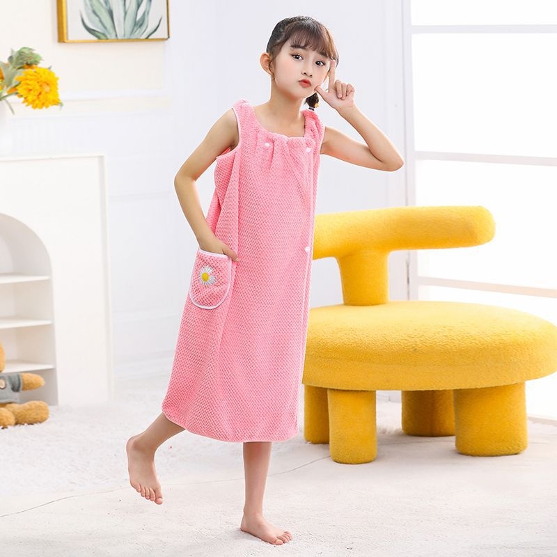 Vaikų vonios chalatas, koralinis flisas audinys, pagrindinis sudėtis polivinilo alkoholio pluoštas (Vinylon), pagrindinės sudėties koralinis flisas/polisteris, vaikams