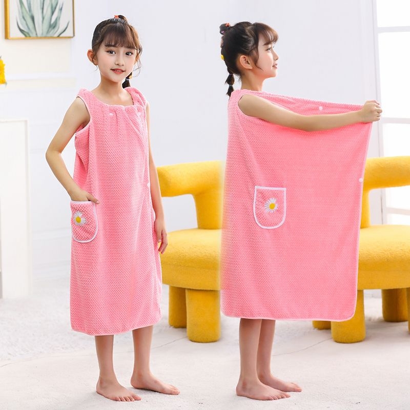 Vaikų vonios chalatas, koralinis flisas audinys, pagrindinis sudėtis polivinilo alkoholio pluoštas (Vinylon), pagrindinės sudėties koralinis flisas/polisteris, vaikams