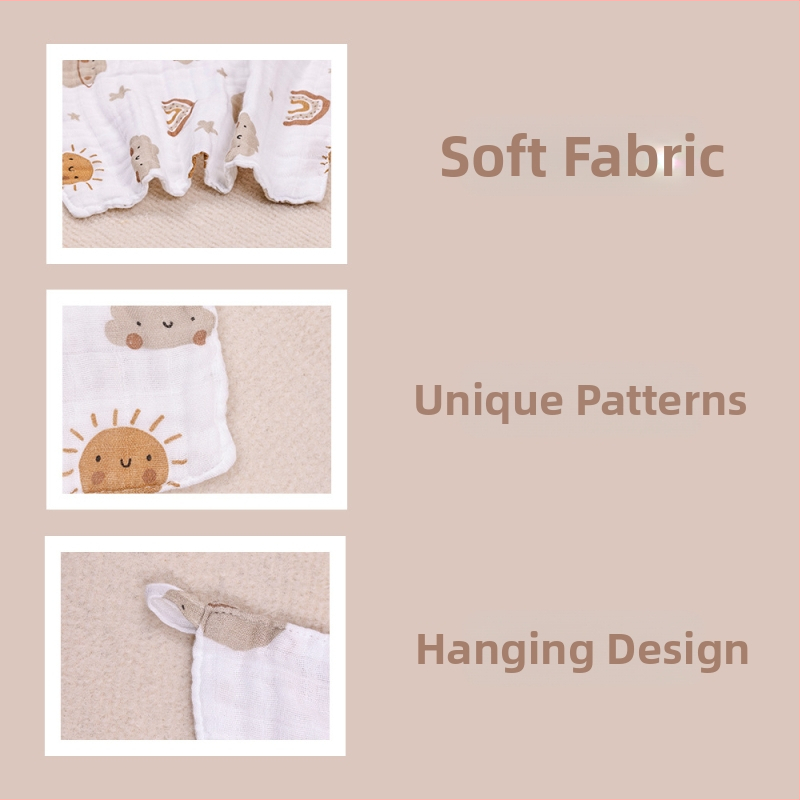 6-слоен лигавник за бебета от бамбукови влакна, попивателен, квадратен със карикатурен принт, за окачване