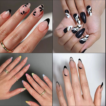 Jieyan umjetni nokti u badem obliku – Francuski stil, uklonjivi nokti za dame