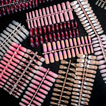 Umjetni nokti, mandlovog oblika, francuski stil, skup od 120 komada, u vrećici