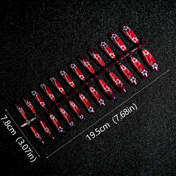 Umjetni nokti, mandlovog oblika, francuski stil, skup od 120 komada, u vrećici