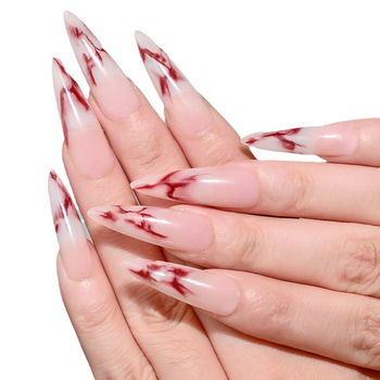 Umjetni nokti, mandlovog oblika, francuski stil, skup od 120 komada, u vrećici