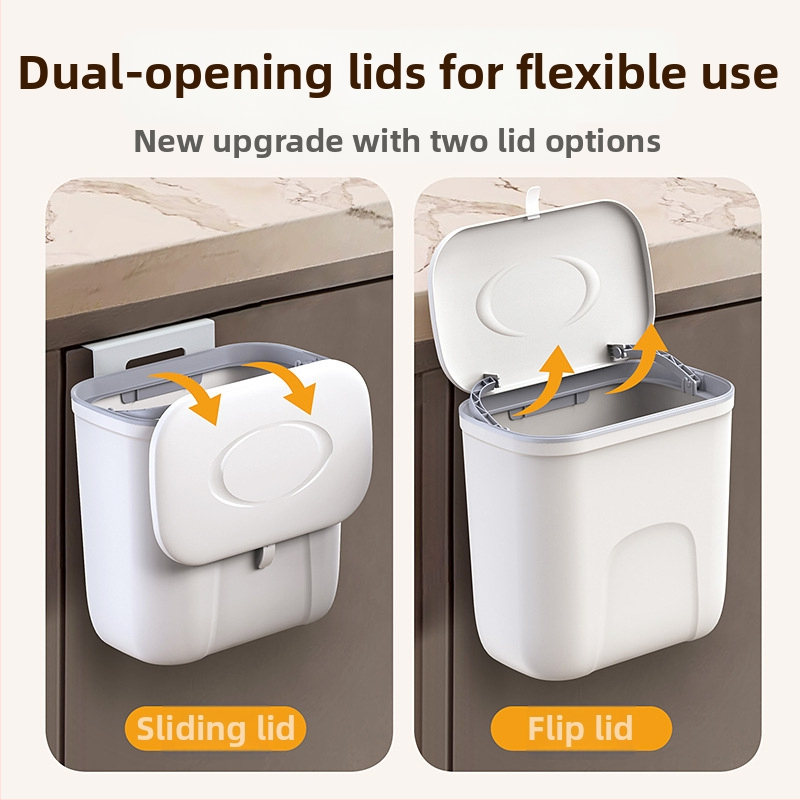 Стенен кош за отпадъци, овална форма, 12 л, пластмасов, закачен към стената